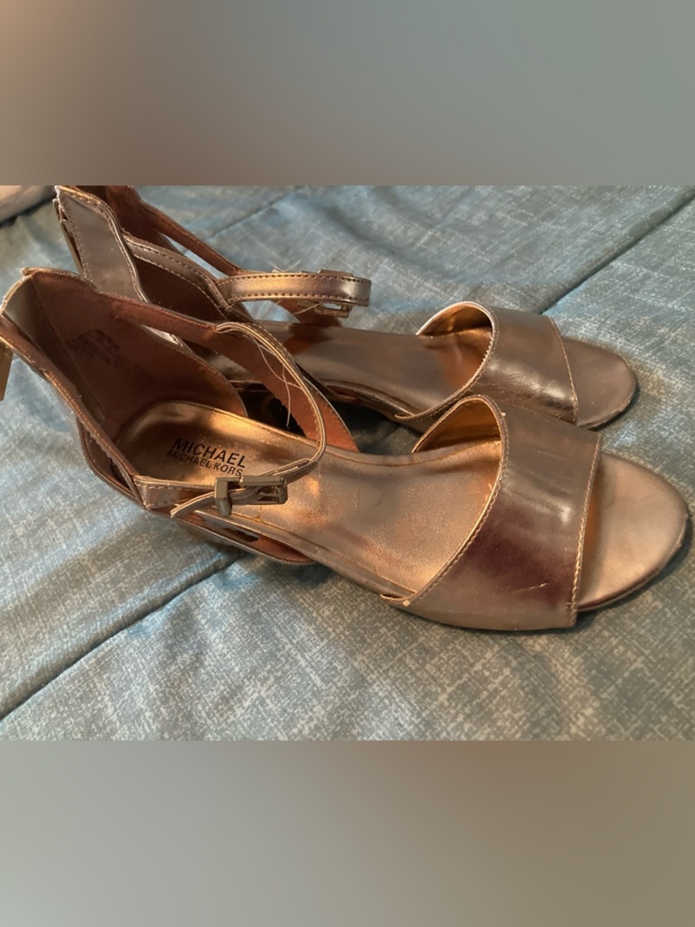 Michael Kors Rose Gold Metallic Open-Toe Slingback heels size 2